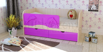 Друзья Кровать детская 2 ящика 1.8 Фиолетовый глянец в Криводановке - krivodanovka.mebel54.com | фото