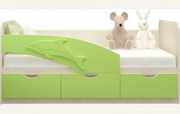 Кровать детская 1,6м Дельфин (Салатовый металлик) в Криводановке - krivodanovka.mebel54.com | фото