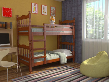 Кровать двухъярусная Соня из массива сосны 800*1890 Орех в Криводановке - krivodanovka.mebel54.com | фото
