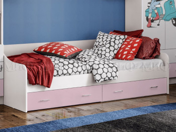 Кровать Fashion-1 Вега 0,9 м (Белый/Розовый) в Криводановке - krivodanovka.mebel54.com | фото
