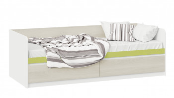 Кровать «Сканди» с 2 ящиками Дуб Гарден/Белый/Зеленый в Криводановке - krivodanovka.mebel54.com | фото
