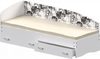 Кровать Софа-9 с мягкой спинкой с рисунком Милана (900х2000) Белый в Криводановке - krivodanovka.mebel54.com | фото