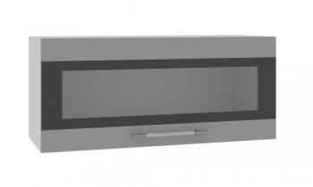 Норд ШВГС 800 Шкаф верхний горизонтальный со стеклом (Софт черный/корпус Белый) в Криводановке - krivodanovka.mebel54.com | фото