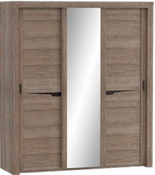 Шкаф трехдверный Соренто с раздвижными дверями Дуб стирлинг/Кофе структурный матовый в Криводановке - krivodanovka.mebel54.com | фото